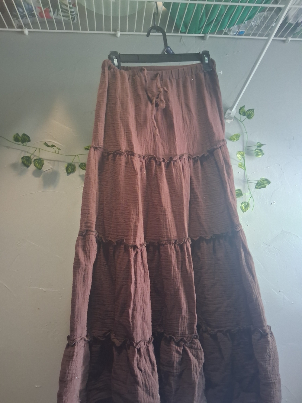 Women's Tiered Maxi Skirt - Brown